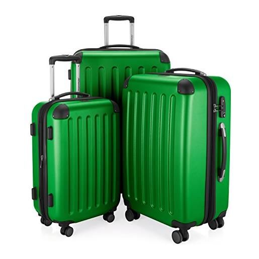 Hauptstadtkoffer - spree - set di 3 valigie, valigie rigide, trolley con 4 doppie ruote, bagaglio da viaggio opaco, set da viaggio, tsa, (s, m e l), verde