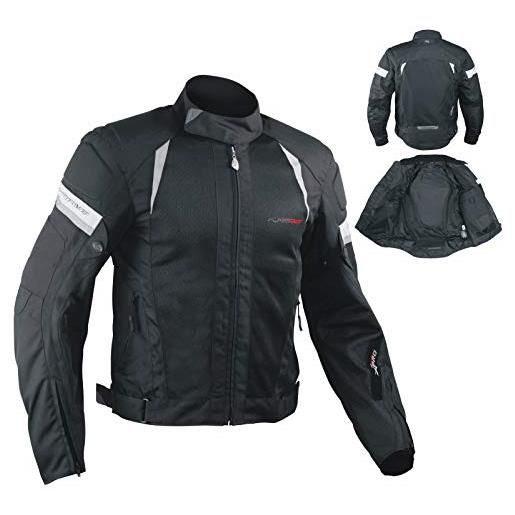 A-Pro giacca moto estiva protezioni omologate tessuto rete mesh traspirante nero xs