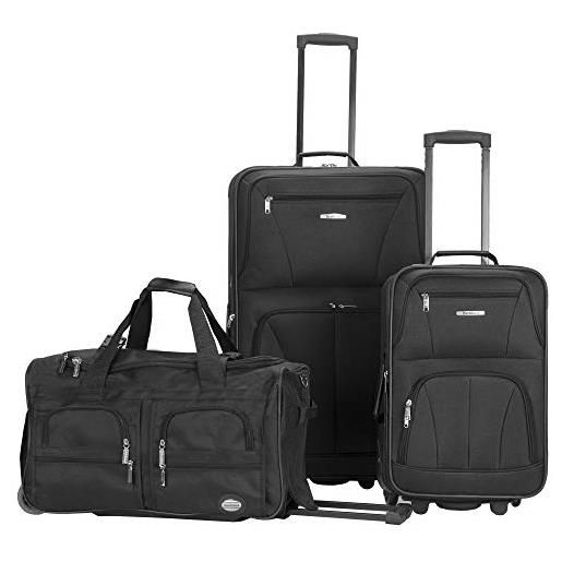 Rockland set di valigie da 3 pezzi, trasparente, set di bagagli da 3 pezzi, nero, taglia unica, vara softside - set di 3 valigie verticali