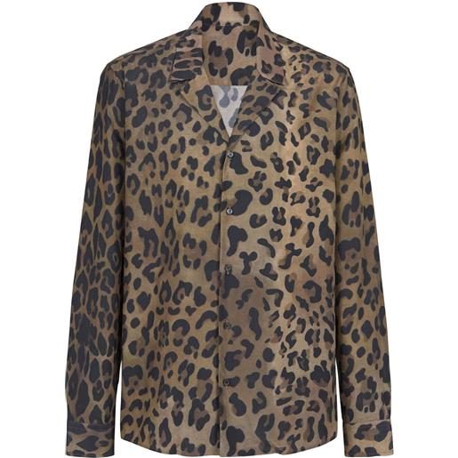 Balmain camicia leopardata - marrone