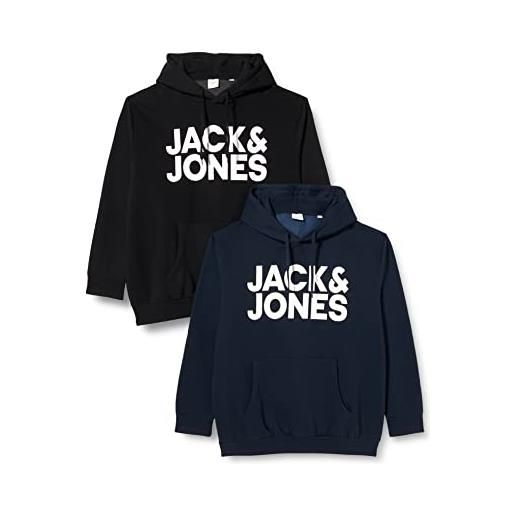 JACK&JONES PLUS jjecorp logo sweat hood 2mp ps felpa con cappuccio, black/navy, 5xl uomo