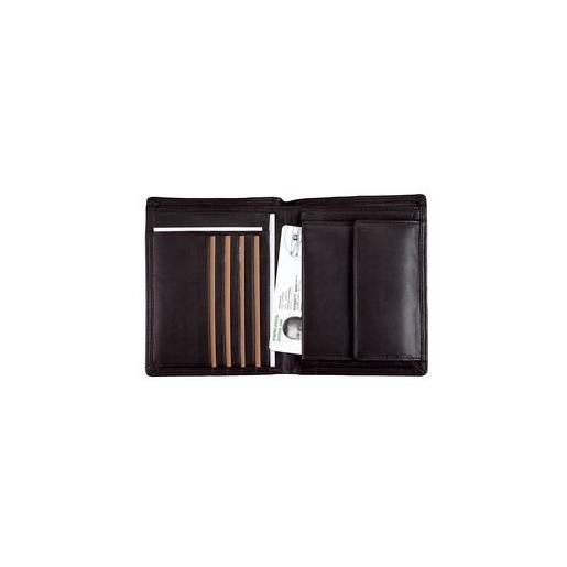 Alassio 42055 - portafoglio combinato con pellicola rfid in formato verticale, in nappa di alta qualità, circa 12,5 x 10 x 2 cm, colore: nero, nero, 12 cm, portamonete