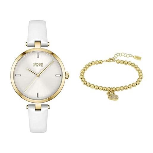 BOSS watches and jewelry orologio analogico al quarzo e braccialetto in acciaio inossidabile color oro giallo da donna