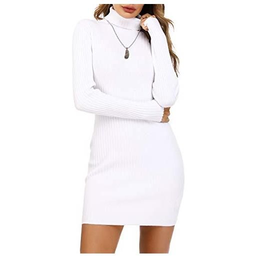 Irevial vestiti donna invernali moda abito dress, bianca, xl