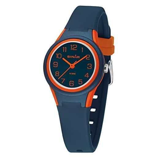 Sinar xb-47-12 - orologio da polso sportivo unisex, al quarzo, 10 bar, impermeabile, blu scuro, arancione, xb-47-12