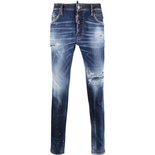 Dsquared2 jeans dritti con effetto vissuto - blu