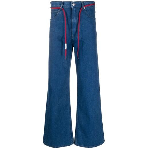 Marni jeans a gamba ampia con applicazione - blu