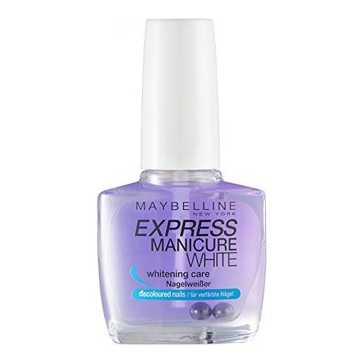 Maybelline new york make up nail polish express manicure smalto base coat whitening care/sotto di nagelweisser per verfaerbte chiodi, 1 x 10 ml