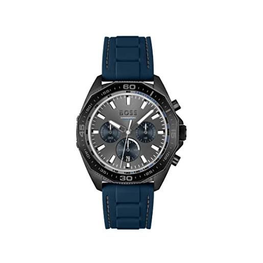 Boss orologio con cronografo al quarzo da uomo con cinturino in silicone blu - 1513972