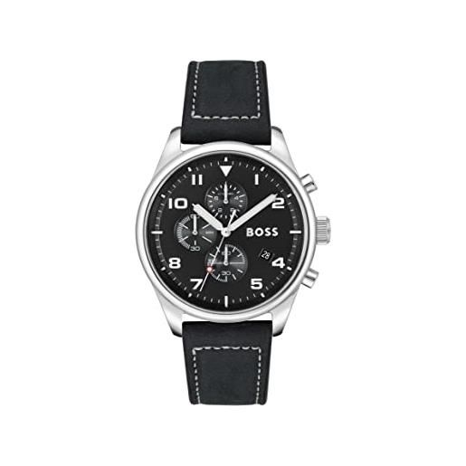 Boss orologio con cronografo al quarzo da uomo con cinturino in pelle nero - 1513987
