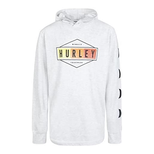 Hurley maglietta a maniche lunghe con cappuccio felpa, betulla mélange, 8 anni bambini e ragazzi