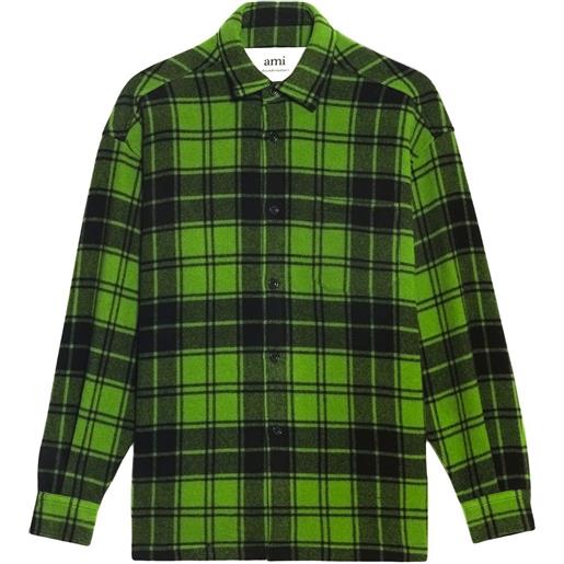 AMI Paris camicia tartan con stampa - verde