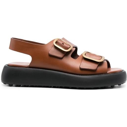 Tod's sandali con doppia fibbia - marrone