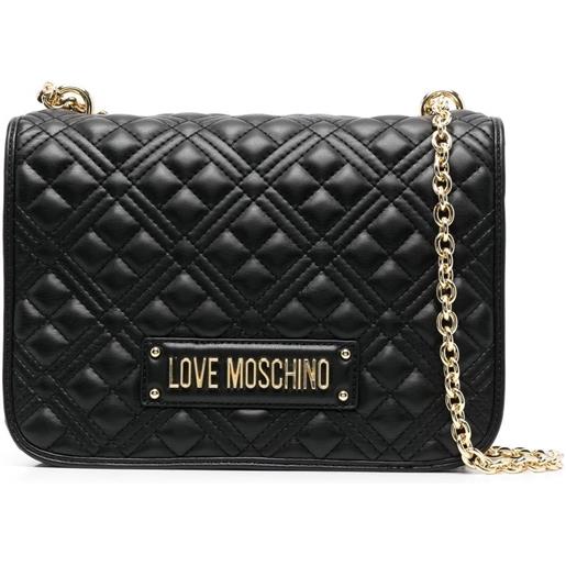 Love Moschino borsa a spalla trapuntata con placca logo - nero