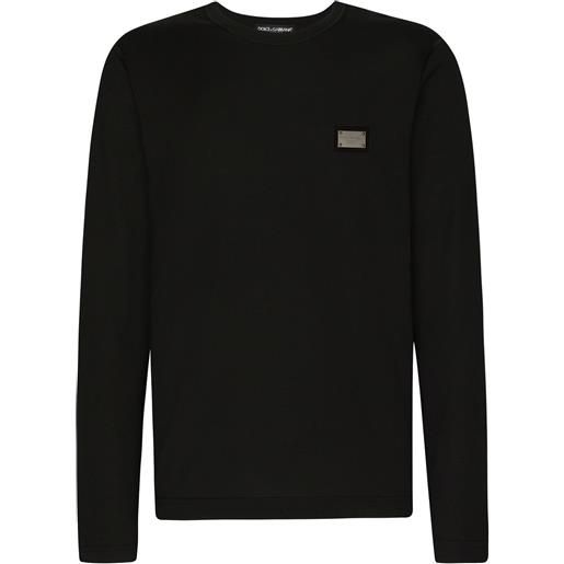Dolce & Gabbana t-shirt a maniche lunghe con logo - nero