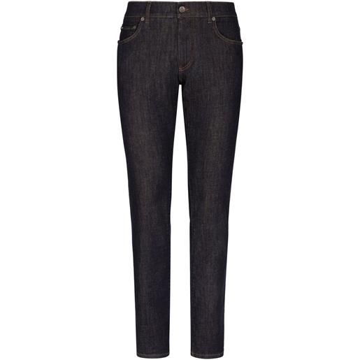 Dolce & Gabbana jeans slim con placca logo - nero