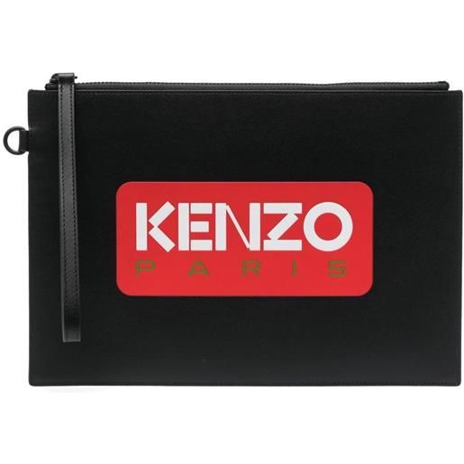 Kenzo clutch con logo - nero