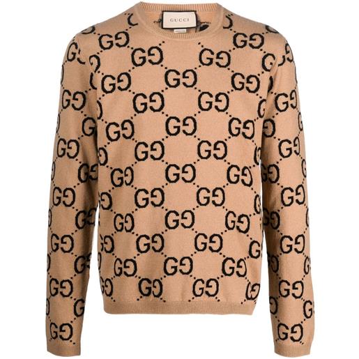 Gucci maglione con monogramma gg - toni neutri