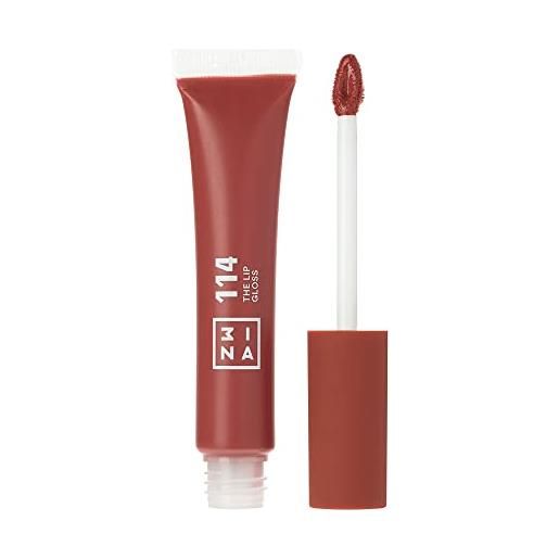 3ina makeup - vegan - the lip gloss 114 - marrone chiaro - effetto specchio - look lucido - apparenza cremosa - altamente pigmentato - lucidalabbra con bacchetta -formula idratante - cruelty free