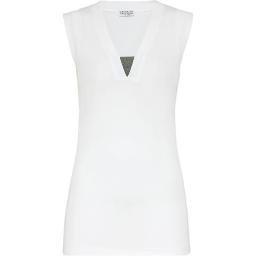 Brunello Cucinelli top con scollo a v - bianco