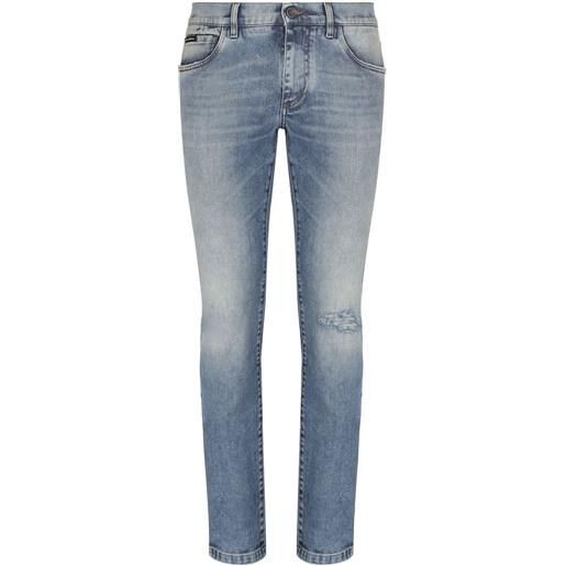 Dolce & Gabbana jeans skinny con effetto vissuto - blu