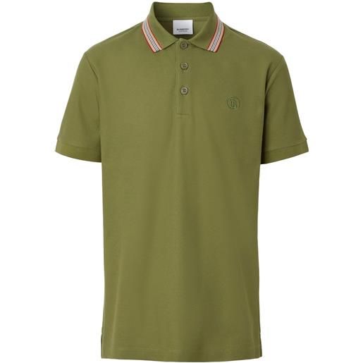 Burberry polo con dettaglio icon stripe - verde