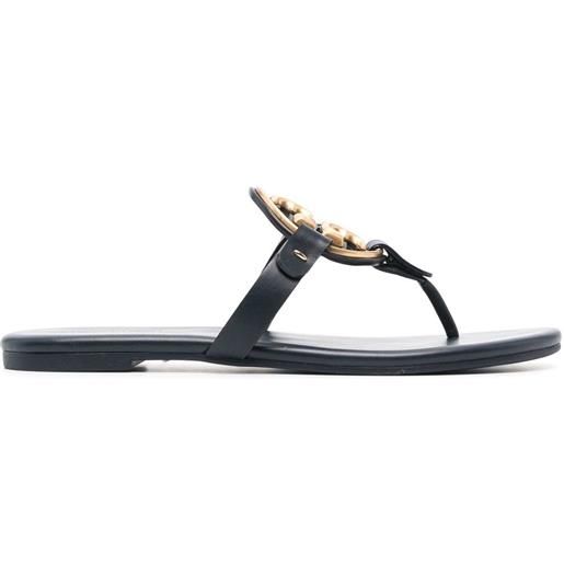 Tory Burch sandali slides a punta aperta con placca logo - blu