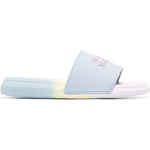 Alexander McQueen sandali slides a punta aperta con applicazione - blu