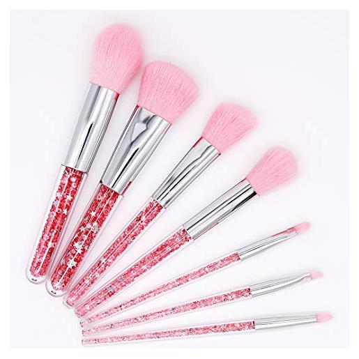 Ranvi 7 pezzi di moda di cristallo glitter diamante pennelli trucco set di strumenti pennello cosmetico fondotinta con sacchetto - rosa
