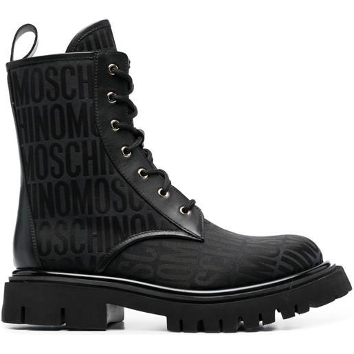 Moschino stivali con monogramma - nero