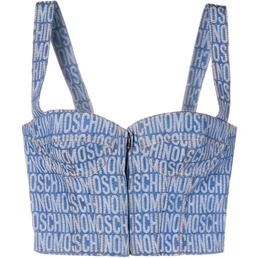 Moschino corsetto denim con monogramma - blu
