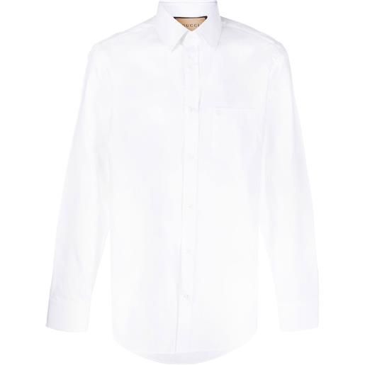Gucci camicia gg con ricamo - bianco