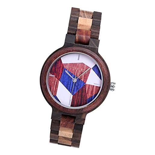 MicLee-orologio da donna, orologio al quarzo colorato, quadrante in legno naturale, cinturino in acciaio inossidabile, moda casual, ultra sottile(donna)