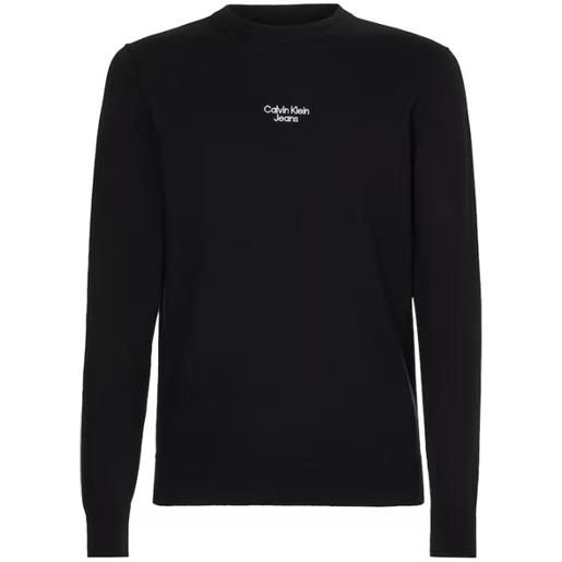 Calvin Klein Jeans stacked logo crew neck sweater ck black maglioncino nero uomo