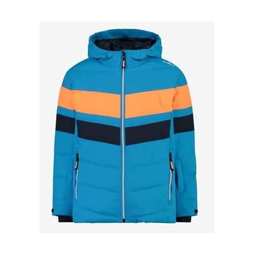 Cmp kid jacket fix hood giacca sci azzurro/arancione junior