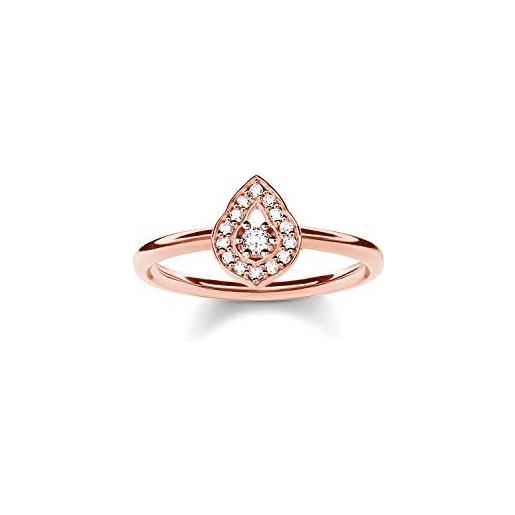 Thomas Sabo anello da donna, argento 925 con zirconia cubica placcato in oro rosa 18 k, misura 16.5