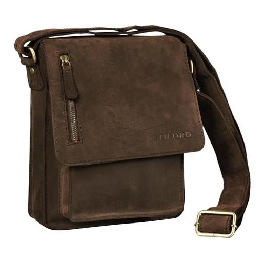 STILORD 'finn' borsello da uomo in vera pelle borsa a tracolla per tablet da 8, 4 pollici in cuoio resistente borsetta messenger stile vintage di qualità, colore: maraska - marrone scuro