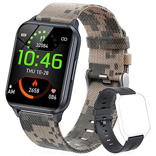 Dwfit smartwatch orologio fitness tracker uomo donna, impermeabile smart watch cardiofrequenzimetro da polso impermeabile ip68 orologio sportivo calorie activity tracker per android ios