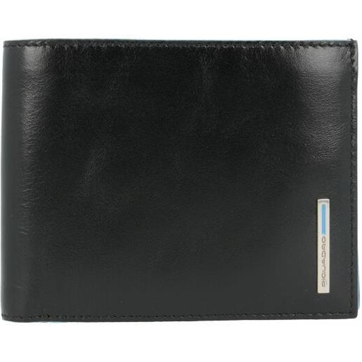 Piquadro portafoglio quadrato in pelle blu 12,5 cm nero