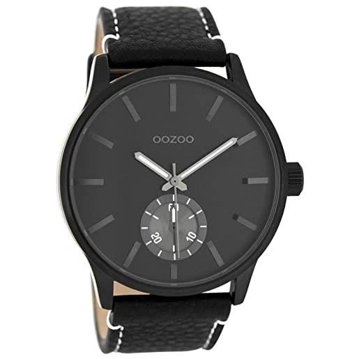 Oozoo orologio da polso xl con cinturino in pelle per articoli speciali, outlet a prezzo ridotto, variante 2, c9084 - nero / nero / nero, cinghia