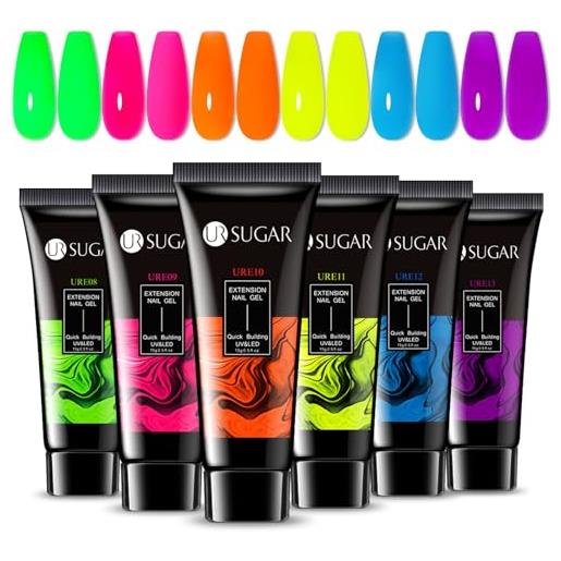 UR SUGAR 15ml gel unghie ricostruzione kit professionale acrygel extension enhancement builder acrilico glitter neon nail extension gel set unghie 6 colori