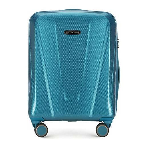 Wittchen robusta valigia da viaggio trolley valigia bagaglio a mano trolley rigido in policarbonato 8 ruote con serratura a combinazione blu