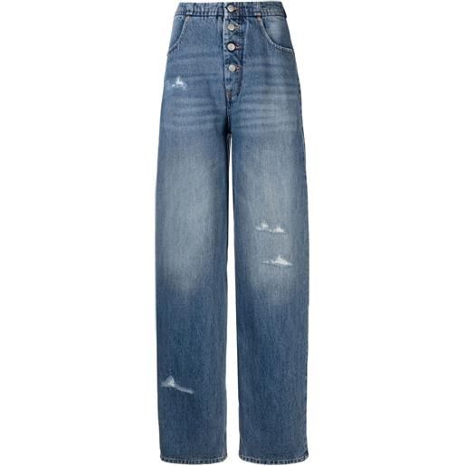 MM6 Maison Margiela jeans dritti con effetto vissuto - blu
