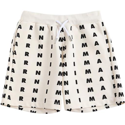 MARNI JUNIOR shorts in cotone con stampa logo