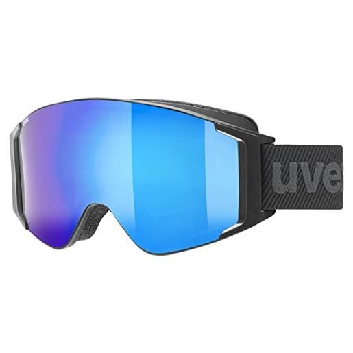 Uvex g. Gl 3000 to, occhiali da sci unisex, con lente intercambiabile, campo visivo ampliato, privo di appannamenti, black matt/red-lasergold lite, one size