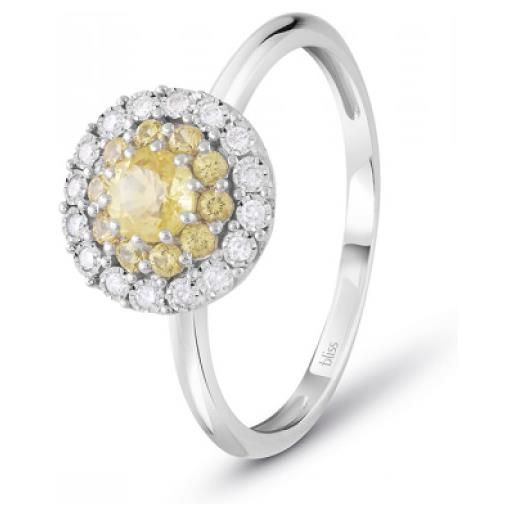 Bliss anello prestige in oro bianco con brillanti e zaffiri gialli