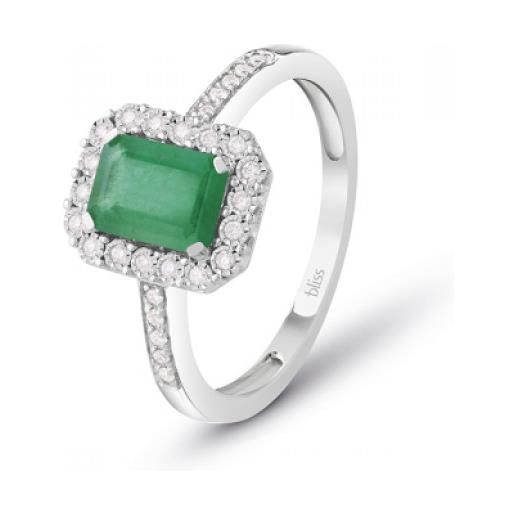 Bliss anello regal in oro bianco con diamanti e smeraldi