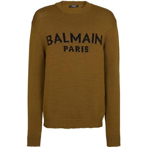 Balmain maglione con logo - marrone