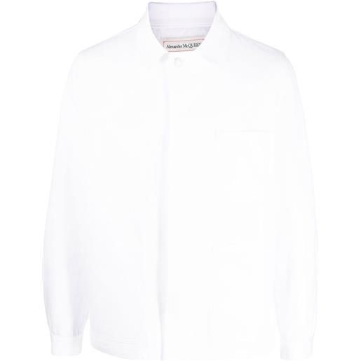 Alexander McQueen giacca denim con ricamo - bianco