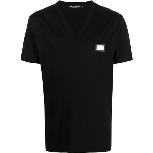 Dolce & Gabbana t-shirt con scollo a v dg essentials - nero